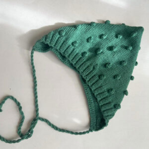 Organic Cotton Knit Green Baby Bonnet