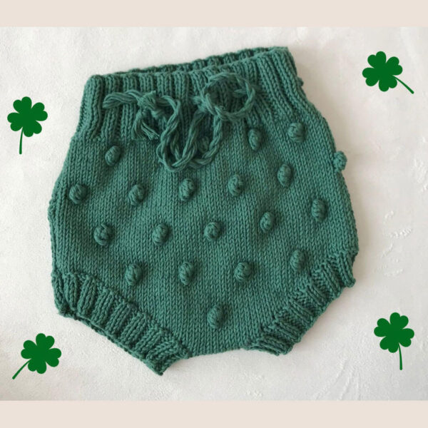 organic knitted green baby bloomer