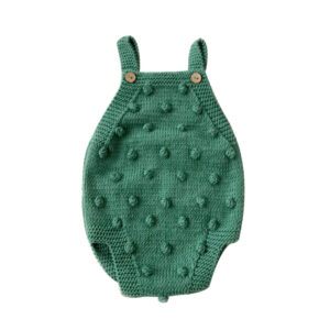 organic knitted green baby romper