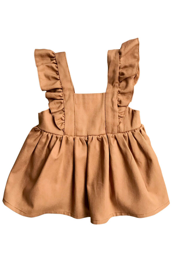 Brown Strap Dress + Baby Collar Ecru Romper