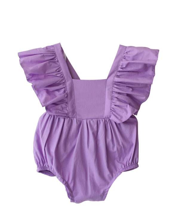 Body Ruffled Lilac Color Cotton Baby Birthday Romper