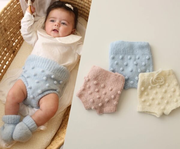 Merino Wool Knitted Baby Bloomer Ecru 1